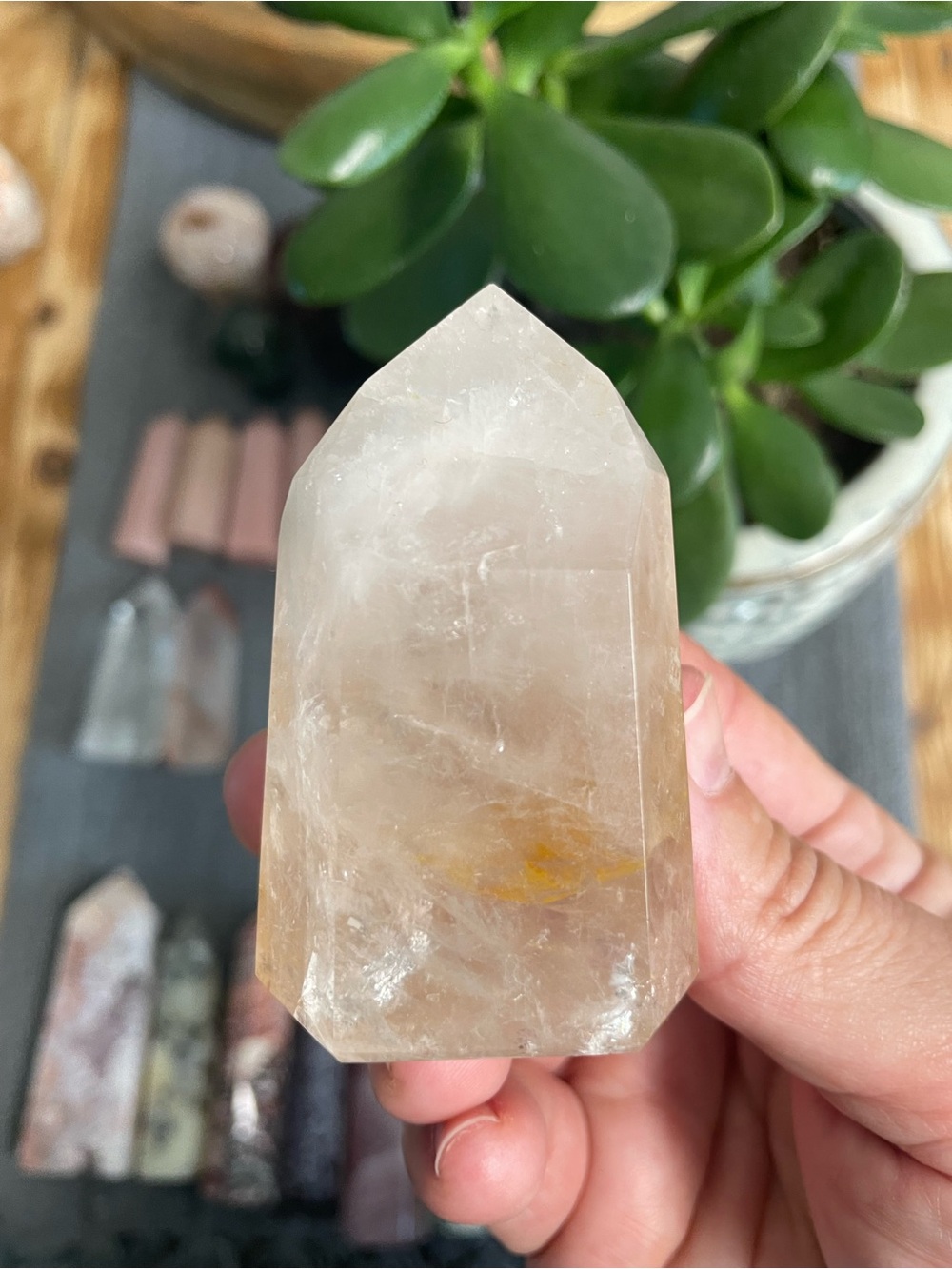 Clear Quartz Point with Subtle Golden Inclusions